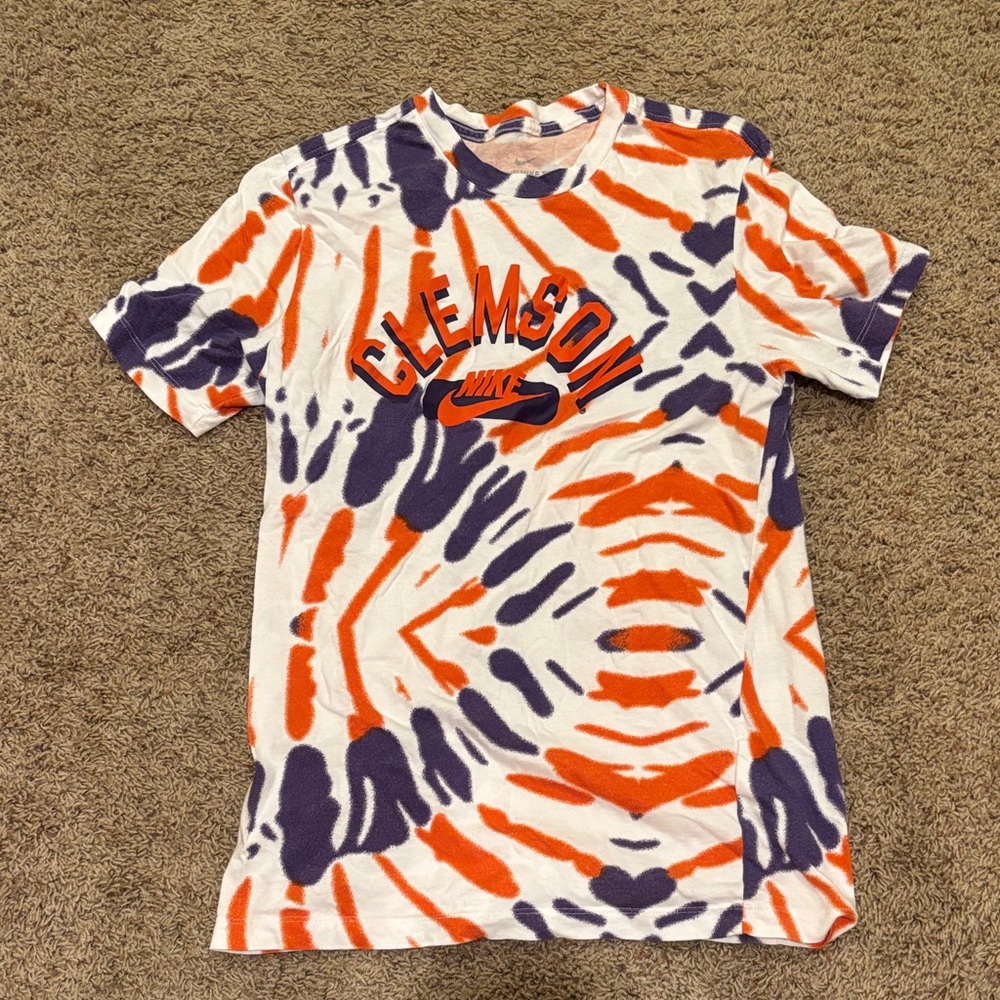 Nike Orange and Purple Tie-Dye Clemson T-Shirt
